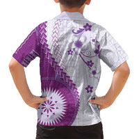 Bula Fiji Hawaiian Shirt Violet Plumeria Masi Tapa Pattern - Polynesian Pride
