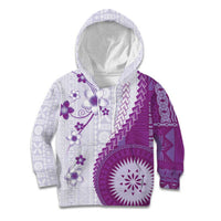 Bula Fiji Kid Hoodie Violet Plumeria Masi Tapa Pattern LT05 Hoodie Violet - Polynesian Pride