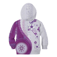 Bula Fiji Kid Hoodie Violet Plumeria Masi Tapa Pattern LT05 - Polynesian Pride