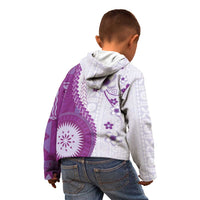 Bula Fiji Kid Hoodie Violet Plumeria Masi Tapa Pattern LT05 - Polynesian Pride