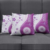 Bula Fiji Pillow Cover Violet Plumeria Masi Tapa Pattern - Polynesian Pride