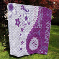 Bula Fiji Quilt Violet Plumeria Masi Tapa Pattern - Polynesian Pride