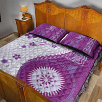 Bula Fiji Quilt Bed Set Violet Plumeria Masi Tapa Pattern - Polynesian Pride