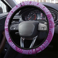 Bula Fiji Steering Wheel Cover Violet Plumeria Masi Tapa Pattern - Polynesian Pride