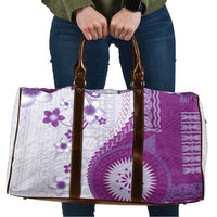 Bula Fiji Travel Bag Violet Plumeria Masi Tapa Pattern - Polynesian Pride