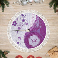 Bula Fiji Tree Skirt Violet Plumeria Masi Tapa Pattern - Polynesian Pride