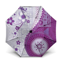 Bula Fiji Umbrella Violet Plumeria Masi Tapa Pattern - Polynesian Pride