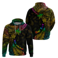 Personalised New Zealand Wellington Pride Zip Hoodie Rainbow Silver Fern Paua Shell LT05 - Polynesian Pride