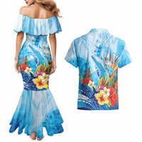 Polynesia Humpback Whale Couples Matching Mermaid Dress and Hawaiian Shirt Ocean Style