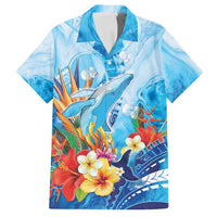 Polynesia Humpback Whale Family Matching Tank Maxi Dress and Hawaiian Shirt Ocean Style LT05 Dad's Shirt - Short Sleeve Blue - Polynesian Pride
