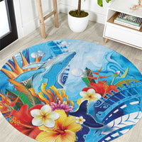 Polynesia Humpback Whale Round Carpet Ocean Style LT05 Blue - Polynesian Pride