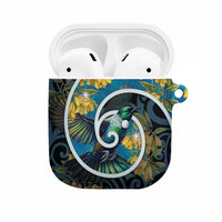 New Zealand Tui Bird AirPods Case Maori Koru With Kowhai Flowers