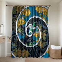 New Zealand Tui Bird Bathroom Set Maori Koru With Kowhai Flowers