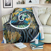 New Zealand Tui Bird Blanket Maori Koru With Kowhai Flowers