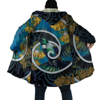 New Zealand Tui Bird Cloak Maori Koru With Kowhai Flowers