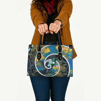 New Zealand Tui Bird Leather Bag Maori Koru With Kowhai Flowers
