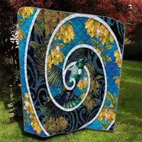 New Zealand Tui Bird Quilt Maori Koru With Kowhai Flowers