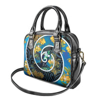 New Zealand Tui Bird Shoulder Handbag Maori Koru With Kowhai Flowers