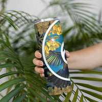 New Zealand Tui Bird Skinny Tumbler Maori Koru With Kowhai Flowers