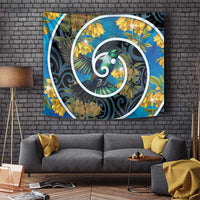 New Zealand Tui Bird Tapestry Maori Koru With Kowhai Flowers