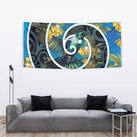 New Zealand Tui Bird Tapestry Maori Koru With Kowhai Flowers