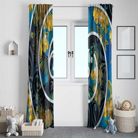 New Zealand Tui Bird Window Curtain Maori Koru With Kowhai Flowers