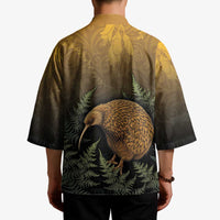 New Zealand Kiwi Bird Kimono Silver Fern Mix Maori Pattern