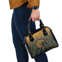 New Zealand Kiwi Bird Shoulder Handbag Silver Fern Mix Maori Pattern