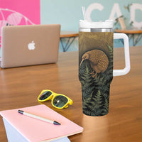 New Zealand Kiwi Bird Tumbler With Handle Silver Fern Mix Maori Pattern LT05 - Polynesian Pride