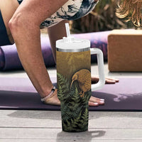 New Zealand Kiwi Bird Tumbler With Handle Silver Fern Mix Maori Pattern LT05 - Polynesian Pride