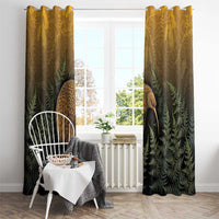 New Zealand Kiwi Bird Window Curtain Silver Fern Mix Maori Pattern
