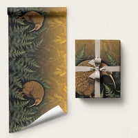 New Zealand Kiwi Bird Wrapping Paper Silver Fern Mix Maori Pattern