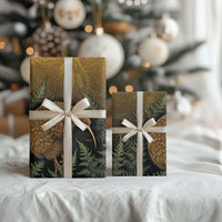 New Zealand Kiwi Bird Wrapping Paper Silver Fern Mix Maori Pattern