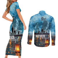 Hawaii Memorial Day Lantern Floating Couples Matching Short Sleeve Bodycon Dress and Long Sleeve Button Shirt Always In Our Hearts