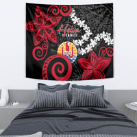 Tahiti Heiva Festival Tapestry Floral Pattern With Coat Of Arms
