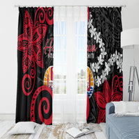 Tahiti Heiva Festival Window Curtain Floral Pattern With Coat Of Arms
