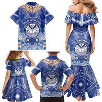 Marshall Islands Jemenei Day Family Matching Mermaid Dress and Hawaiian Shirt Polynesian Tribal Tattoo Seashell Necklace