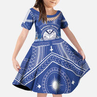 Marshall Islands Jemenei Day Family Matching Short Sleeve Bodycon Dress and Hawaiian Shirt Polynesian Tribal Tattoo Seashell Necklace