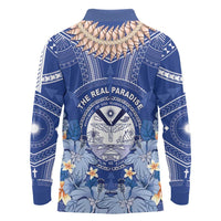 Marshall Islands Jemenei Day Long Sleeve Polo Shirt Polynesian Tribal Tattoo Seashell Necklace