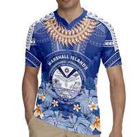 Marshall Islands Jemenei Day Rugby Jersey Polynesian Tribal Tattoo Seashell Necklace