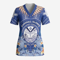 Marshall Islands Jemenei Day Scrub Top Polynesian Tribal Tattoo Seashell Necklace - Polynesian Pride