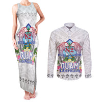 Guam Chamorro Liberation Day Couples Matching Tank Maxi Dress and Long Sleeve Button Shirt 82nd Anniversary LT05 White - Polynesian Pride