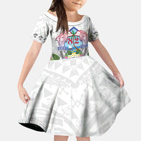 Guam Chamorro Liberation Day Family Matching Off Shoulder Maxi Dress and Hawaiian Shirt 82nd Anniversary LT05 Daughter's Dress White - Polynesian Pride