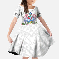 Guam Chamorro Liberation Day Family Matching Puletasi and Hawaiian Shirt 82nd Anniversary LT05 Daughter's Dress White - Polynesian Pride