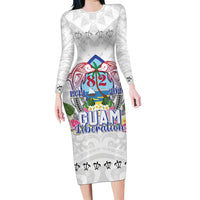 Guam Chamorro Liberation Day Long Sleeve Bodycon Dress 82nd Anniversary LT05 Long Dress White - Polynesian Pride