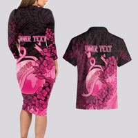 Personalised Cancer Fighter Couples Matching Long Sleeve Bodycon Dress and Hawaiian Shirt I Beat Cancer