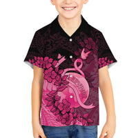 Personalised Cancer Fighter Family Matching Off The Shoulder Long Sleeve Dress and Hawaiian Shirt I Beat Cancer LT05 Son's Shirt Pink - Polynesian Pride