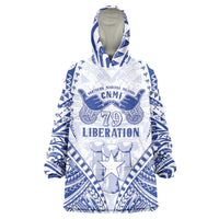 Northern Mariana Islands Liberation Day Wearable Blanket Hoodie 79th Anniversary LT05 One Size Blue - Polynesian Pride