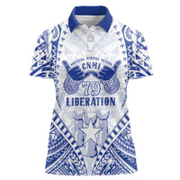 Northern Mariana Islands Liberation Day Women Polo Shirt 79th Anniversary LT05 Female Blue - Polynesian Pride