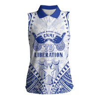 Northern Mariana Islands Liberation Day Women Sleeveless Polo Shirt 79th Anniversary LT05 Female Blue - Polynesian Pride